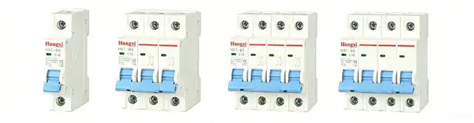 Four miniature circuit breakers arranged